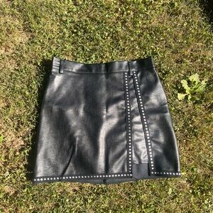 SHEIN Black Studded Leather Mini Skirt